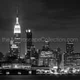 Square New York City at Night black and white Photos