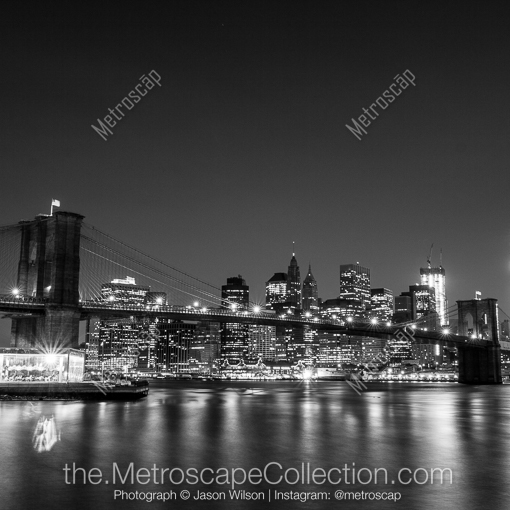 The New York City Skyline from Brooklyn -- New York City Black and White Photography