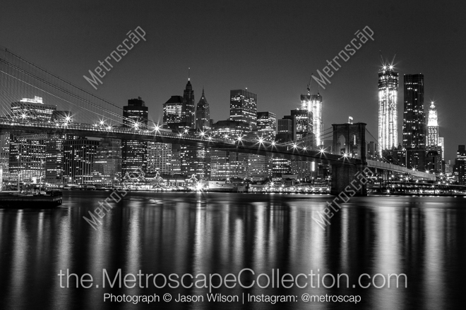 The New York City Skyline with the Brooklyn Bridge -- New York City Black and White Photos