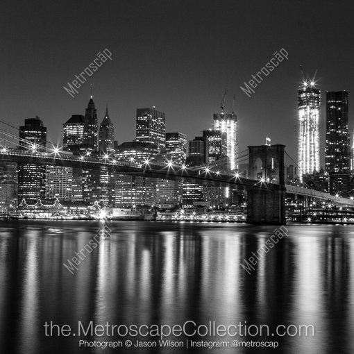 New York City Black and White Photos of The New York City Skyline with the Brooklyn Bridge The New York City Skyline with the Brooklyn Bridge -- New York City Black and White Photos