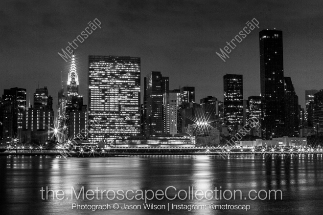 The New York City Skyline with the UN Building -- New York City Black and White Photos