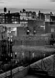 Vertical Rooftop Water Tanks in Soho and Nolita black and white Pictures