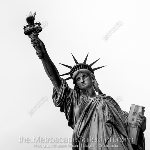 The Statue of Liberty with Torch -- New York City Black and White Photography