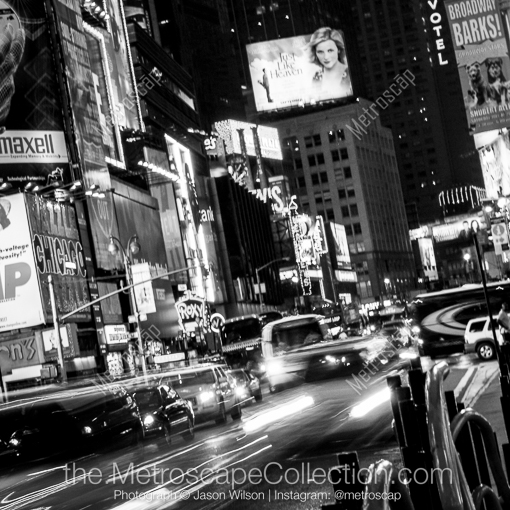 Times Square Traffic -- New York City Black and White Photography