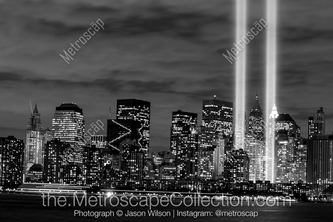 The Tribute in Lights at Ground Zero -- New York City Black and White Photos