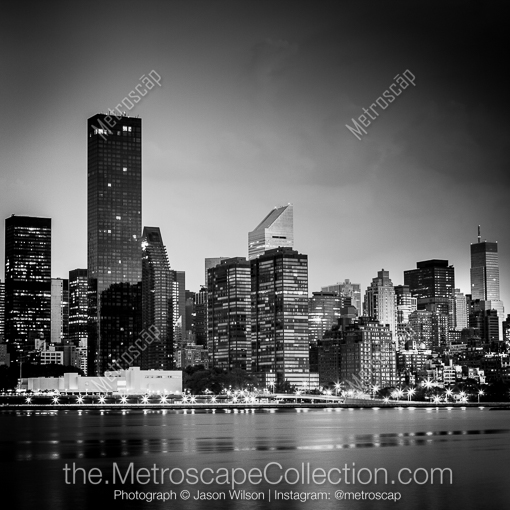 The Uptown or Upper East Side Skyline -- New York City Black and White Photography