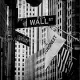 Square Wall Street at Broad in New York City black and white Pictures