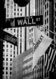 Vertical Wall Street at Broad in New York City black and white Pictures
