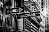 Horizontal Wall Street at Broad and Exchange Place Framed Photos