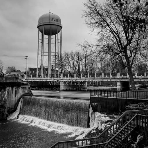 Newton Falls and Watertower -- Newton Falls Black and White Photos