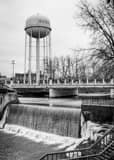 Vertical Newton Falls and Watertower black and white Photos