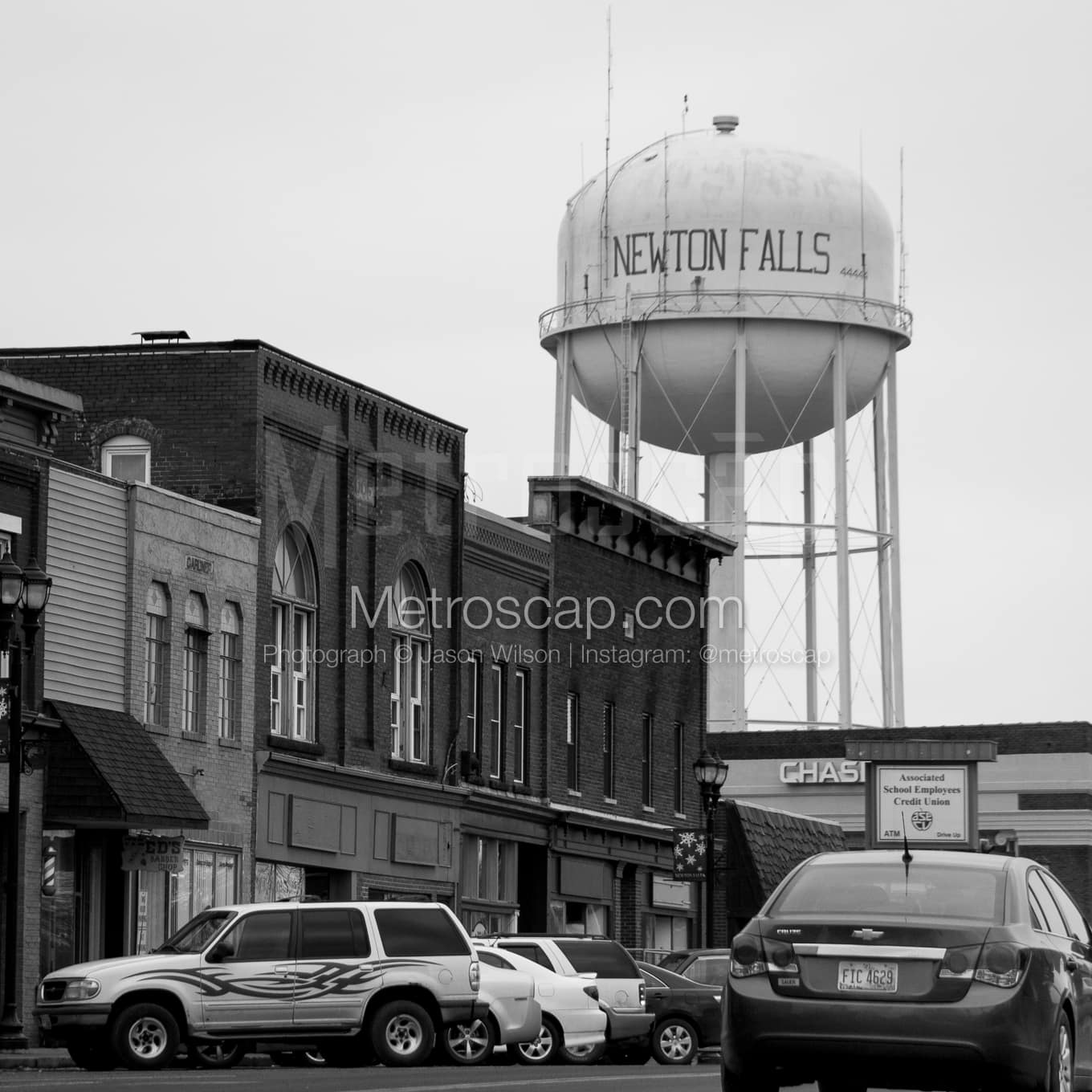 Newton Falls Water Tower black and white Photos square crop