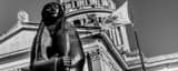 Panoramic A Bronze Squaw outside the Oklahoma Capitol Building Framed Photos