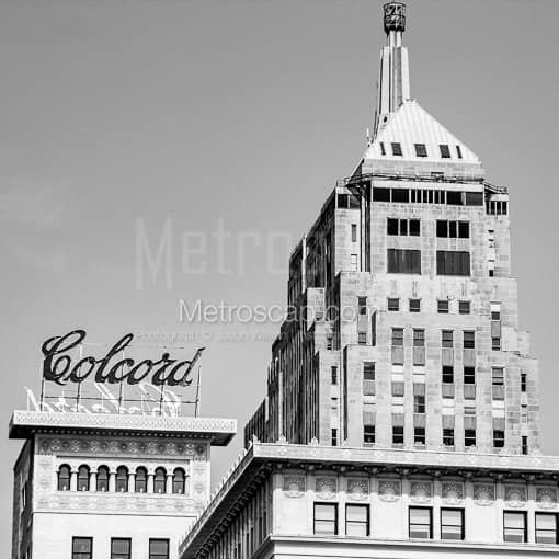 Oklahoma City Black and White Photography of The Colcord Hotel in Downtown Oklahoma City The Colcord Hotel in Downtown Oklahoma City -- Oklahoma City Black and White Photography