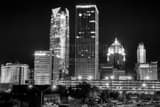 Horizontal Downtown Oklahoma City at Night from Mickey Mantle Drive Framed Photos