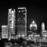 Square Downtown Oklahoma City at Night from Mickey Mantle Drive Framed Photos