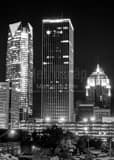 Vertical Downtown Oklahoma City at Night from Mickey Mantle Drive Framed Photos