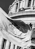 Vertical The Oklahoma Flag and Griffin atop the Capitol Building Framed Photos