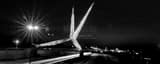 Panoramic The Scissortail Bridge over I-40 at Night black and white Pictures