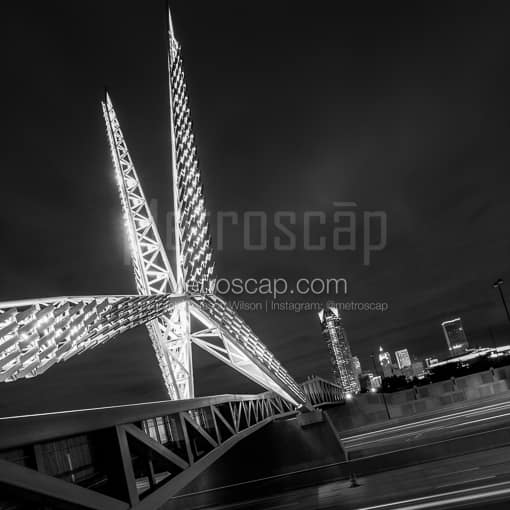 The SkyDance Bridge over I-40 -- Oklahoma City Black and White Photography