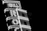 Horizontal The Will Rodgers Theater Sign at Night black and white Pictures