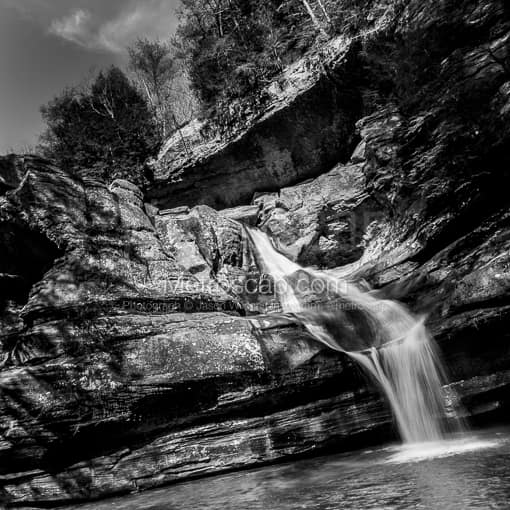 Cedar Falls near Old Man's Cave -- Old Mans Cave Black and White Photos