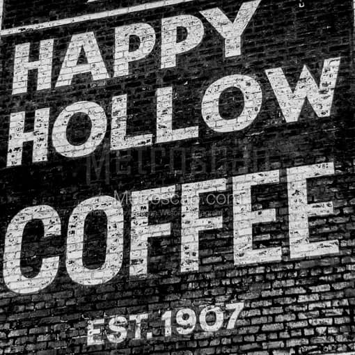 Happy Hollow Coffee Mural -- Omaha Black and White Photography