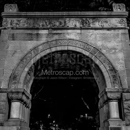 The Leahy Park Archway At Night -- Omaha Black and White Photography