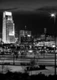 Vertical The Omaha Nebraska Skyline at Night Photography