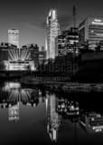 Vertical The Omaha Skyline at Night from the Gene Leahy Mall Photography