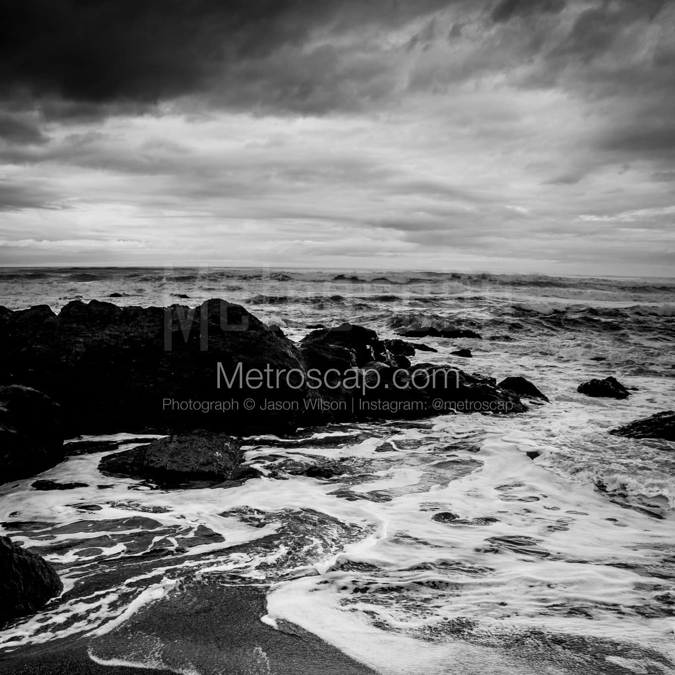 Low Tide on the Oregon Coast black and white Photography square crop