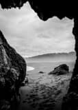 Vertical A Small Cave along the Oregon Coast black and white Photography