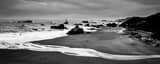 Panoramic A Small Stream Reaches the Oregon Pacific black and white Photography