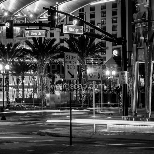 Downtown Orlando Intersection of South and Orange -- Orlando Black and White Photos