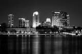 Horizontal The Orlando Skyline from Lake Ivanhoe landscape black and white Photography