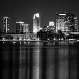 Square The Orlando Skyline from Lake Ivanhoe landscape black and white Photography