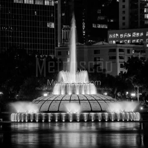 The Linton Allen Memorial Fountain in Lake Eola -- Orlando Black and White Photos