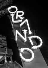 Orlando Sign At Florida Citrus Bowl Black and White Vertical Orlando Sign At Florida Citrus Bowl black and white