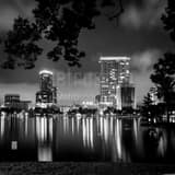Square The Orlando Skyline at Night Framed Photos