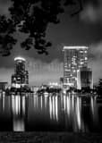 Vertical The Orlando Skyline at Night Framed Photos