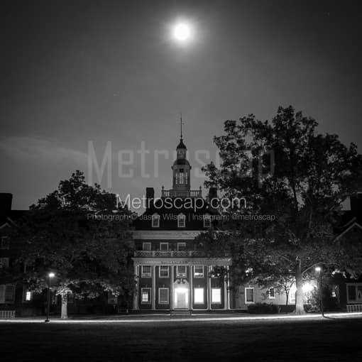 MacCracken Hall at Night -- Oxford Black and White Photos