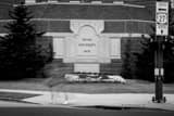 Horizontal Pedestrians Cross High Street at Pearson Hall black and white Photos