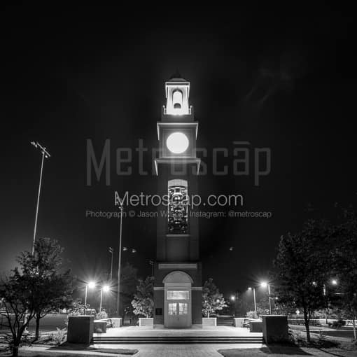 The Pulley Bell Tower at Night -- Oxford Black and White Photos
