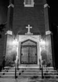 Vertical St Mary Church in Downtown Oxford black and white Photography
