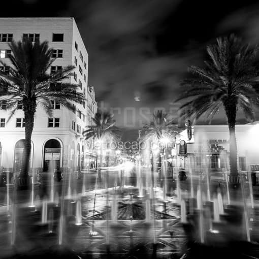 Palm Beach Black and White Photos of The Triangle Fountain on Clematis Street in West Palm The Triangle Fountain on Clematis Street in West Palm -- Palm Beach Black and White Photos