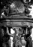 Vertical A Parisian Water Fountain landscape black and white Photography
