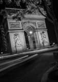 Vertical The Arc de Triomphe at Night landscape black and white Photography