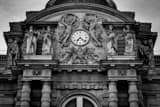 Horizontal The Clock on the French Senat Building landscape black and white Photography