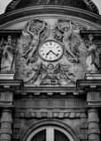 Vertical The Clock on the French Senat Building landscape black and white Photography