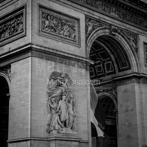 A Close-up Shot of the Arc de Triomphe -- Paris Black and White Photography